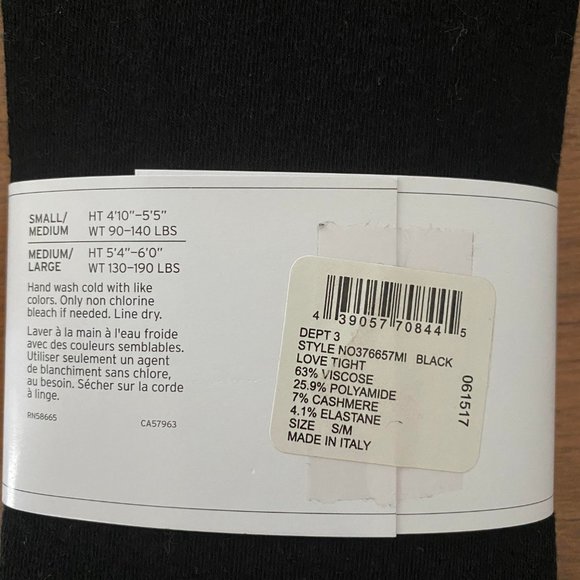 NWT Nordstrom cashmere blend tights - Picture 2 of 2